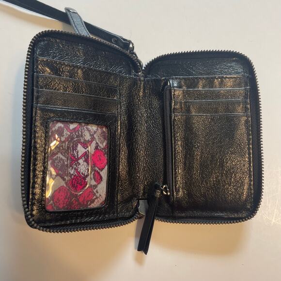 Elliott Lucca Woven Wristlet Womens Black Zip Around Organizer Wallet Vintage - Picture 5 of 8